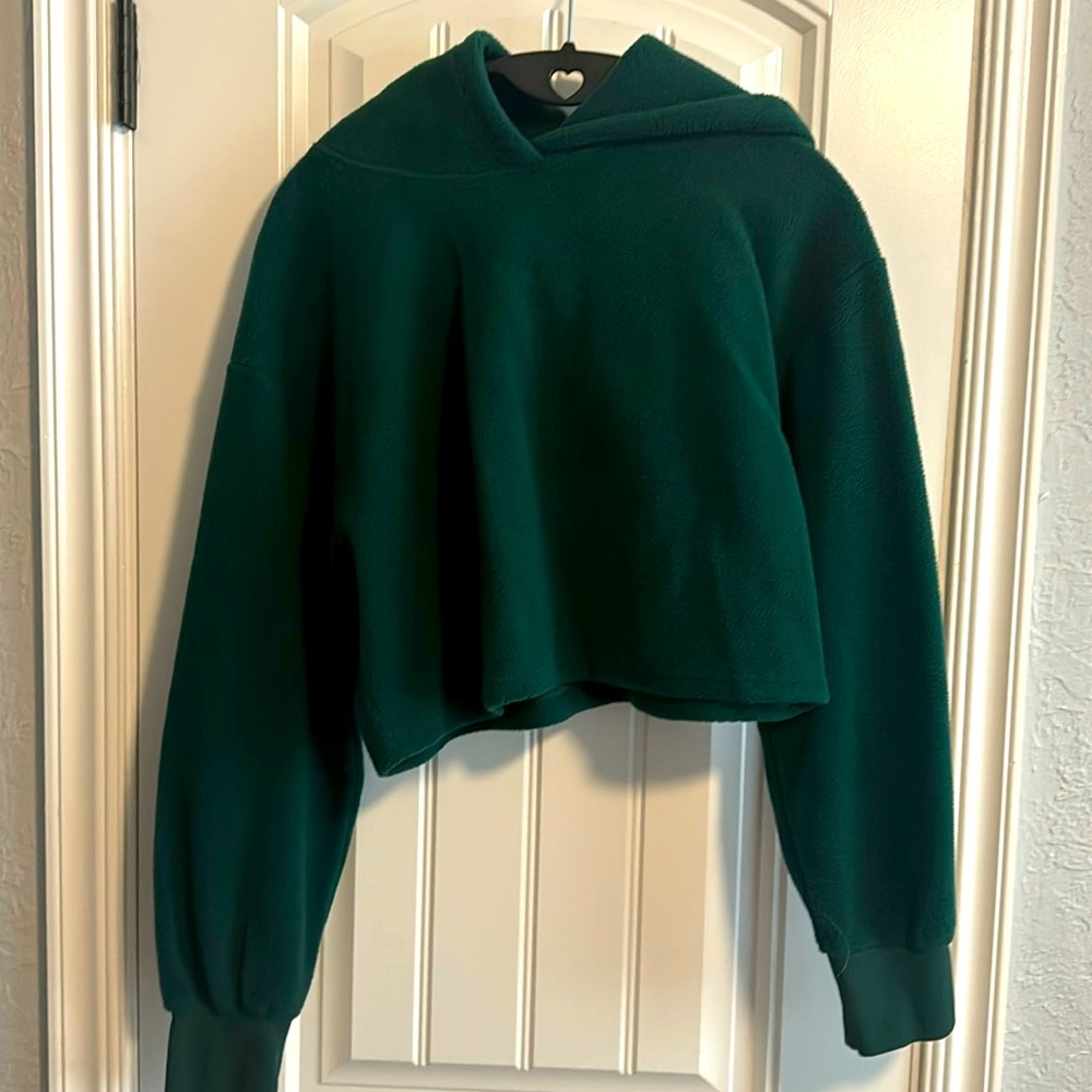 OGL cropped green fleece hoodie size small